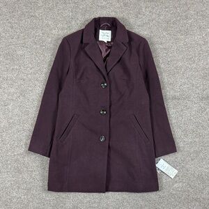 NWT Plum Purple Winter Single Breasted Pea Coat Womens XL Mid-Length Preppy Warm